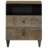 Mesita de noche madera maciza de mango gris claro 50x33x60