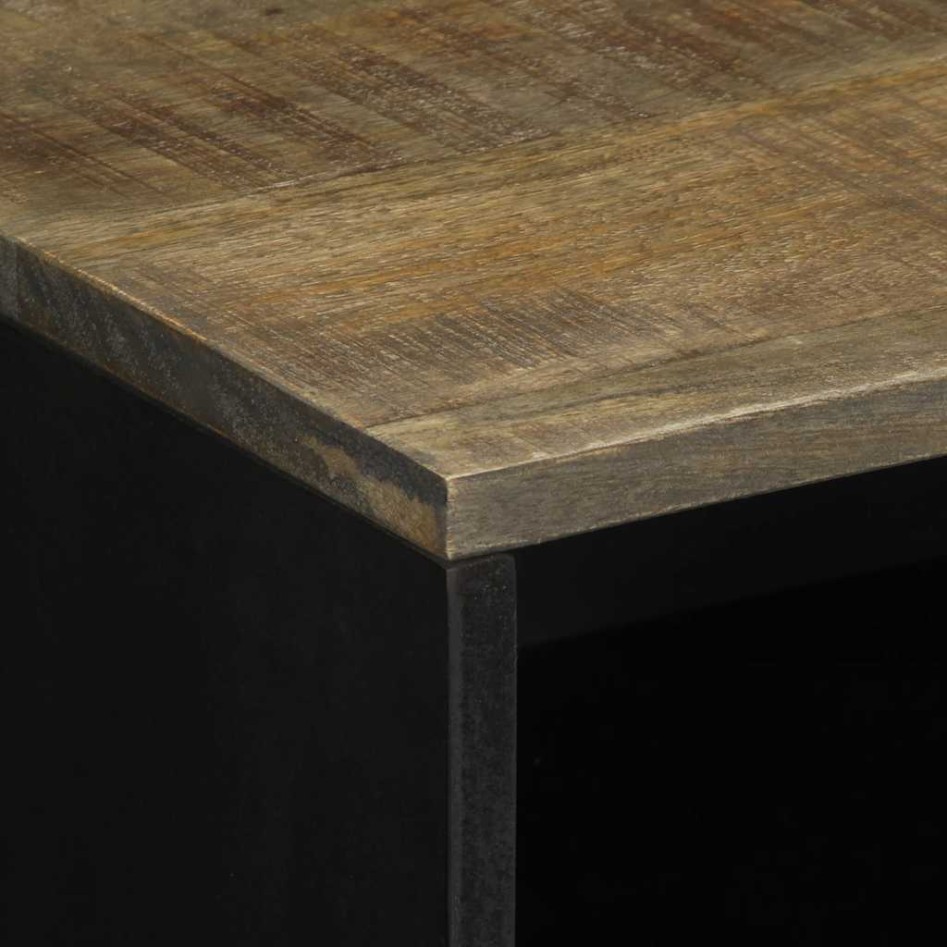 Mesita de noche madera maciza de mango gris claro 50x33x60