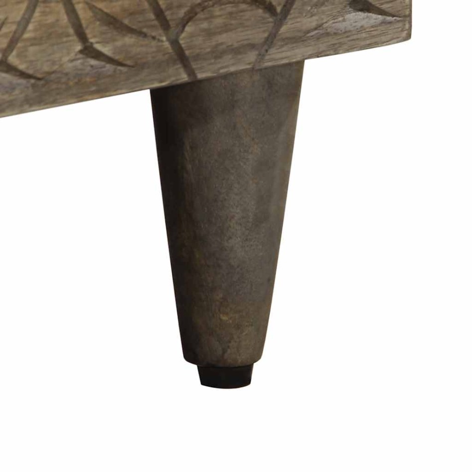 Mesita de noche madera maciza de mango gris claro 50x33x60