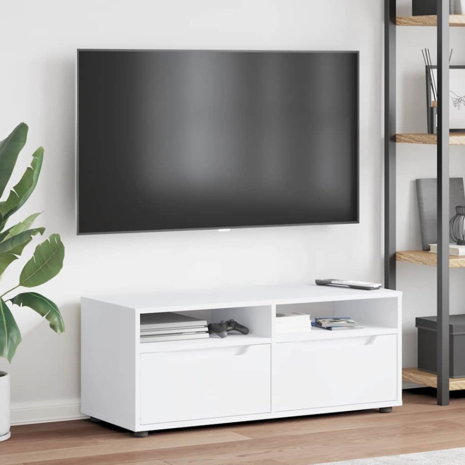 Mueble de TV VISNES blanco 100x40x38 cm madera de