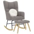Sillón mecedora con taburete tela gris