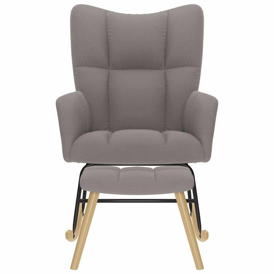Sillón mecedora con taburete tela gris
