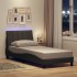 Estructura de cama sin colchón tela gris oscuro 90x190