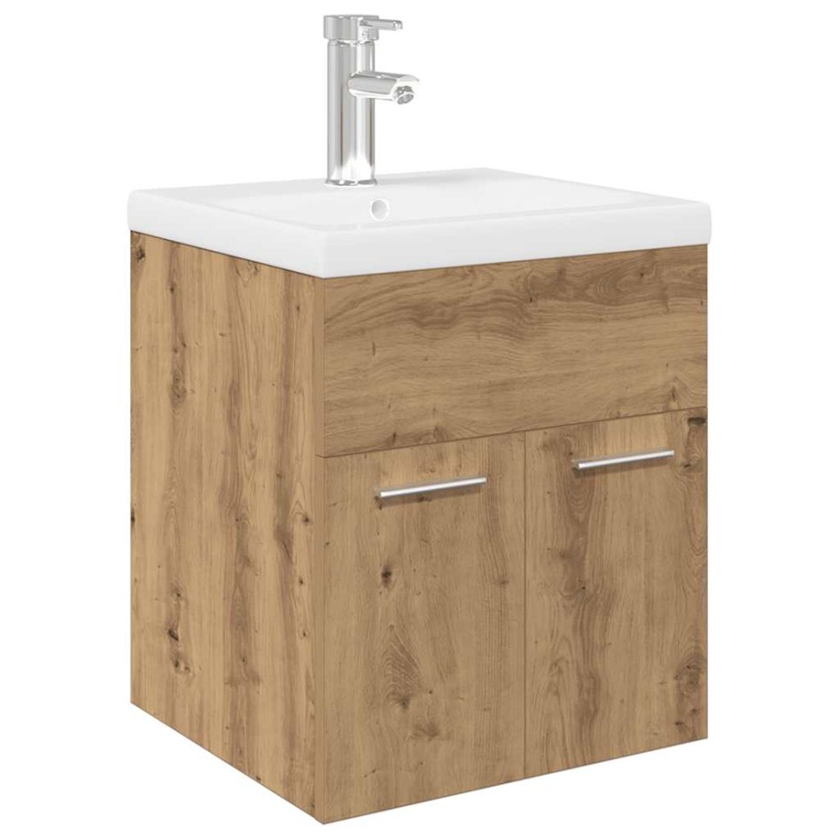 Mueble para lavabo con lavabo integrado y grifo roble