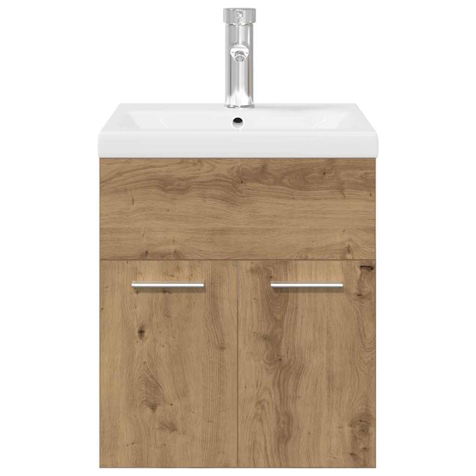 Mueble para lavabo con lavabo integrado y grifo roble