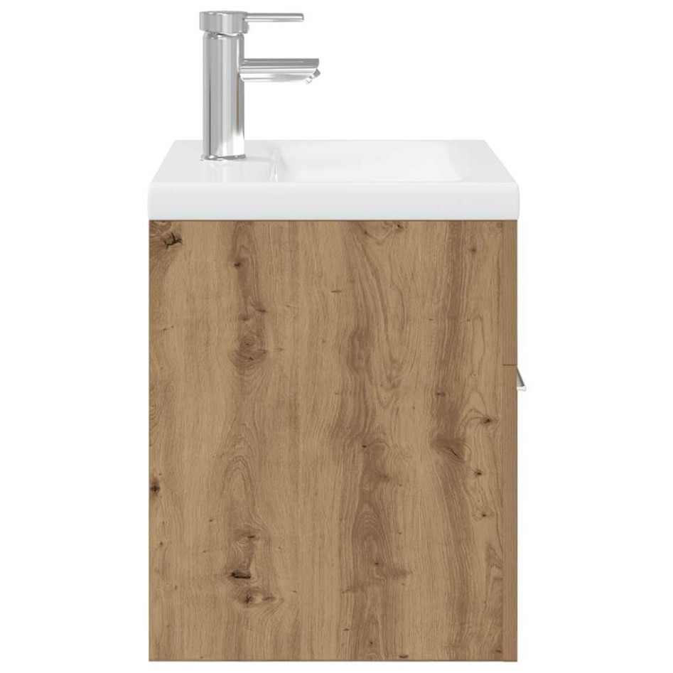 Mueble para lavabo con lavabo integrado y grifo roble