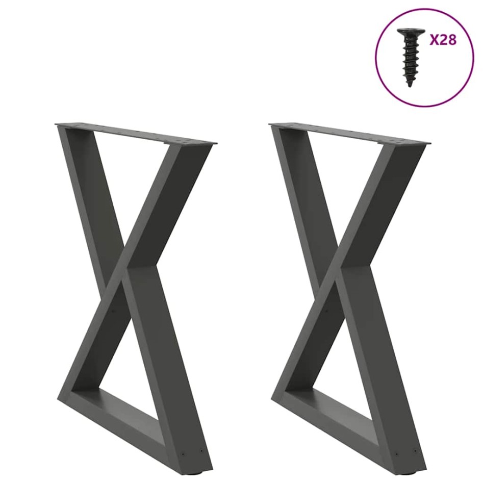 Patas para mesa de comedor 2uds antracita acero 70x(72-73,3)