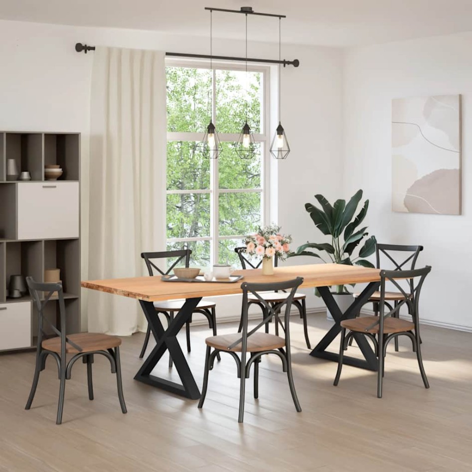 Patas para mesa de comedor 2 uds acero negro 90x(72-73,3)