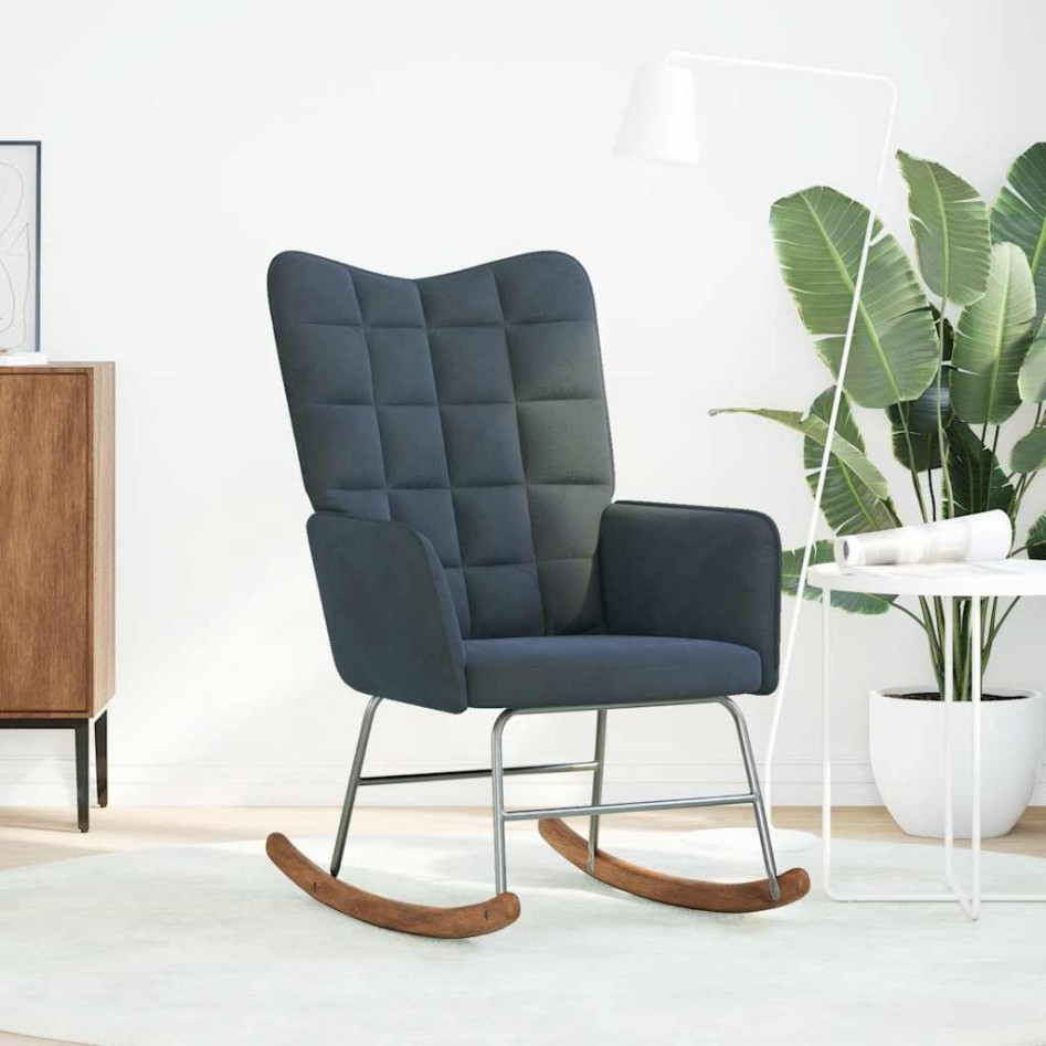 Silla mecedora de terciopelo gris
