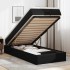 Estructura cama otomana colchón cuero sintético negro
