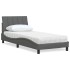 Cama con colchón tela gris oscuro 80x200