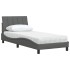 Cama con colchón tela gris oscuro 80x200