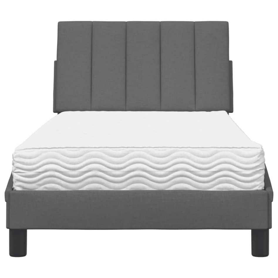 Cama con colchón tela gris oscuro 80x200
