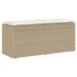 Banco de jardín con cojín ratán sintético beige 110x40x44