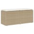 Banco de jardín con cojín ratán sintético beige 110x40x44