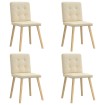 Sillas de comedor 4 unidades tela color crema