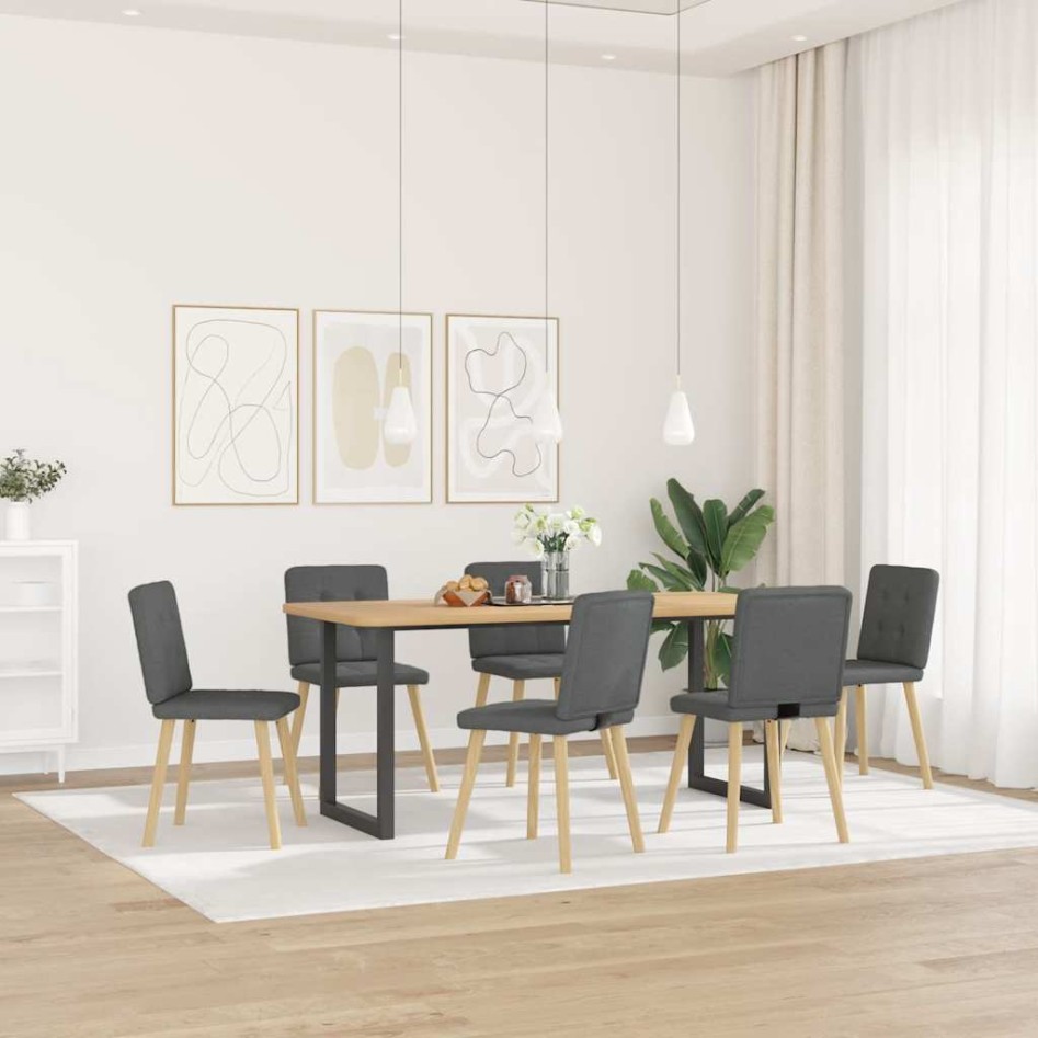Sillas de comedor 6 unidades tela gris