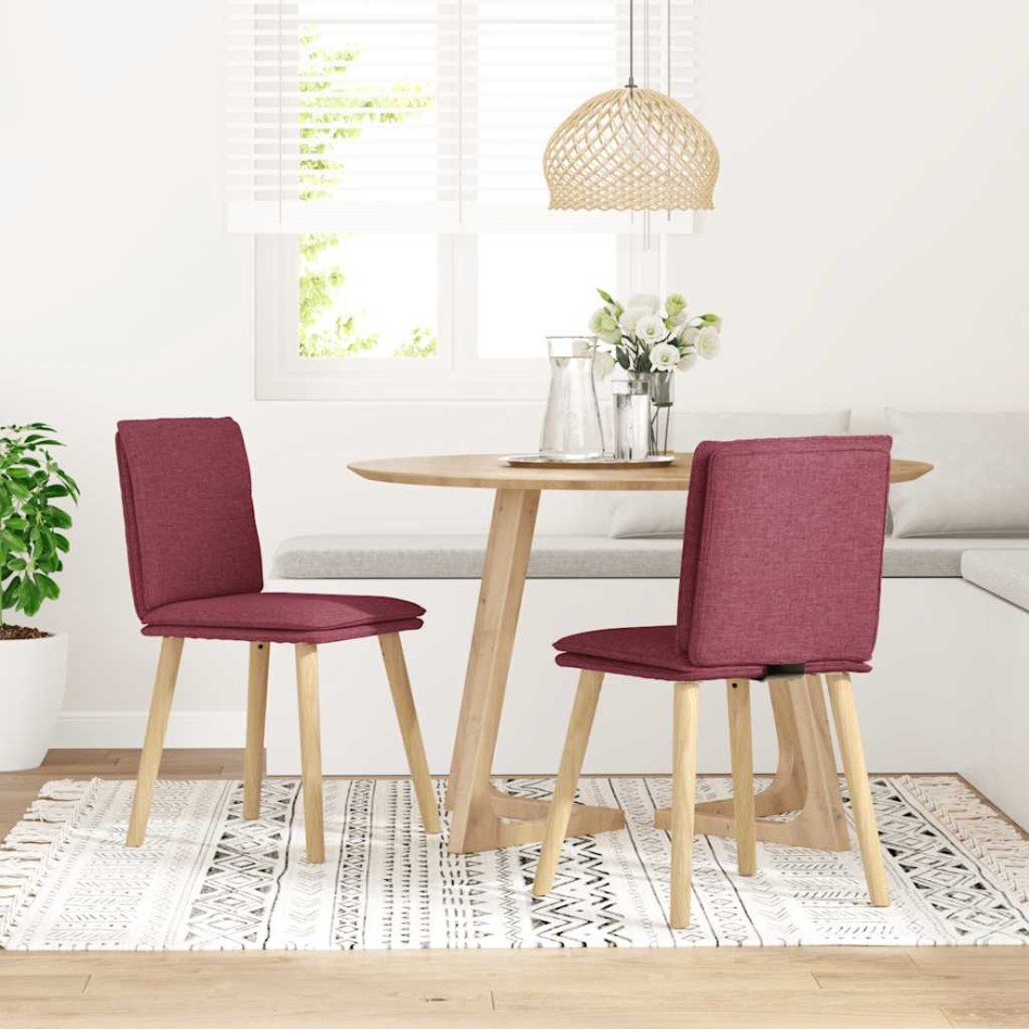 Sillas de comedor 2 unidades tela rojo