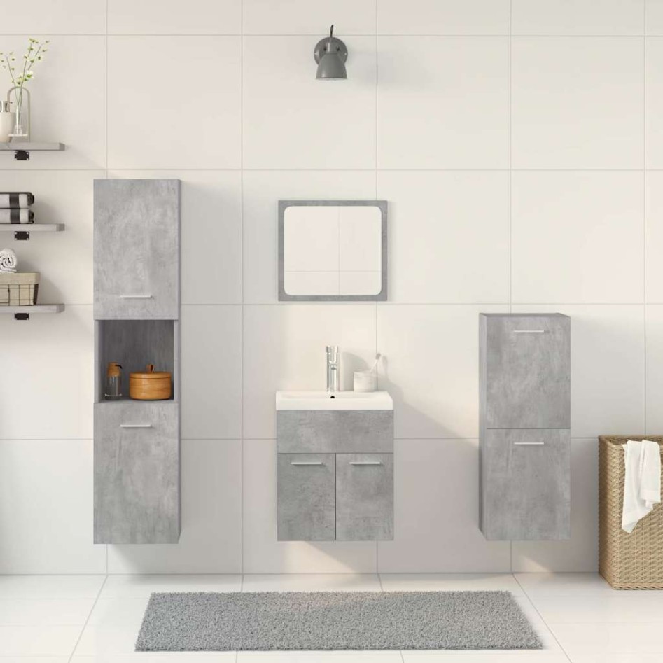 Set muebles de baño 5 piezas madera ingeniería gris