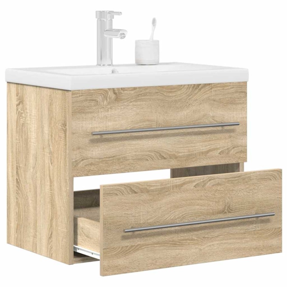 Set de muebles de baño 2 pzas madera contrachapada roble