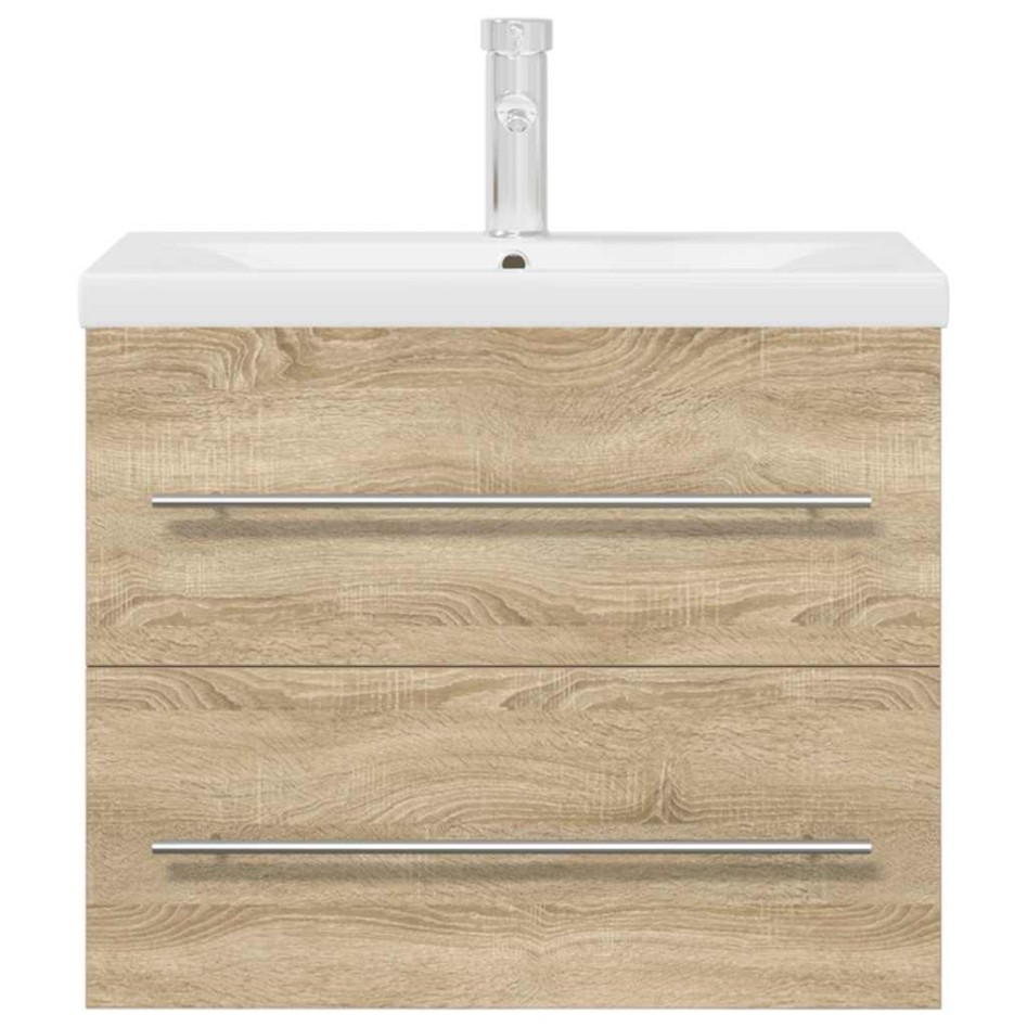 Set de muebles de baño 2 pzas madera contrachapada roble