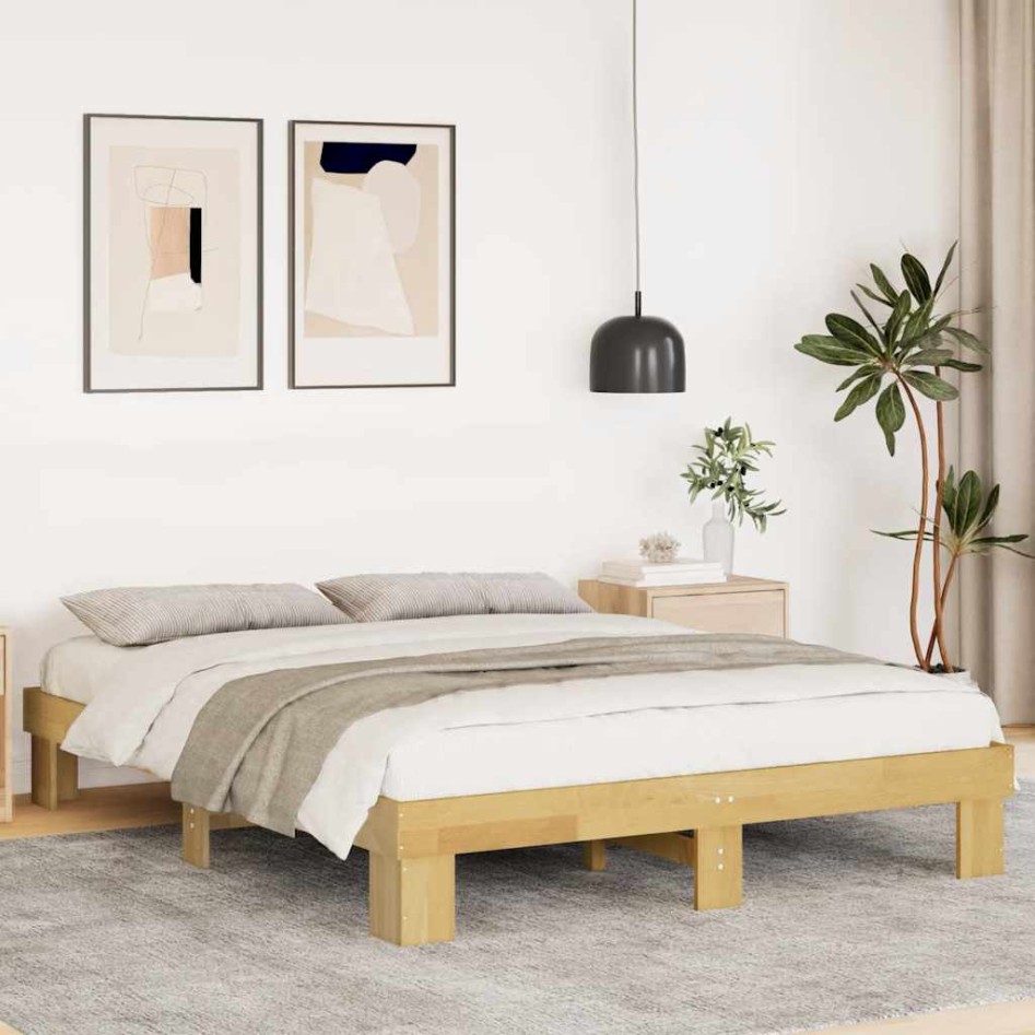 Estructura de cama sin colchón 140x190 cm madera maciza