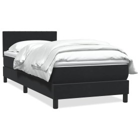 Cama box spring con colchón terciopelo negro 90x220