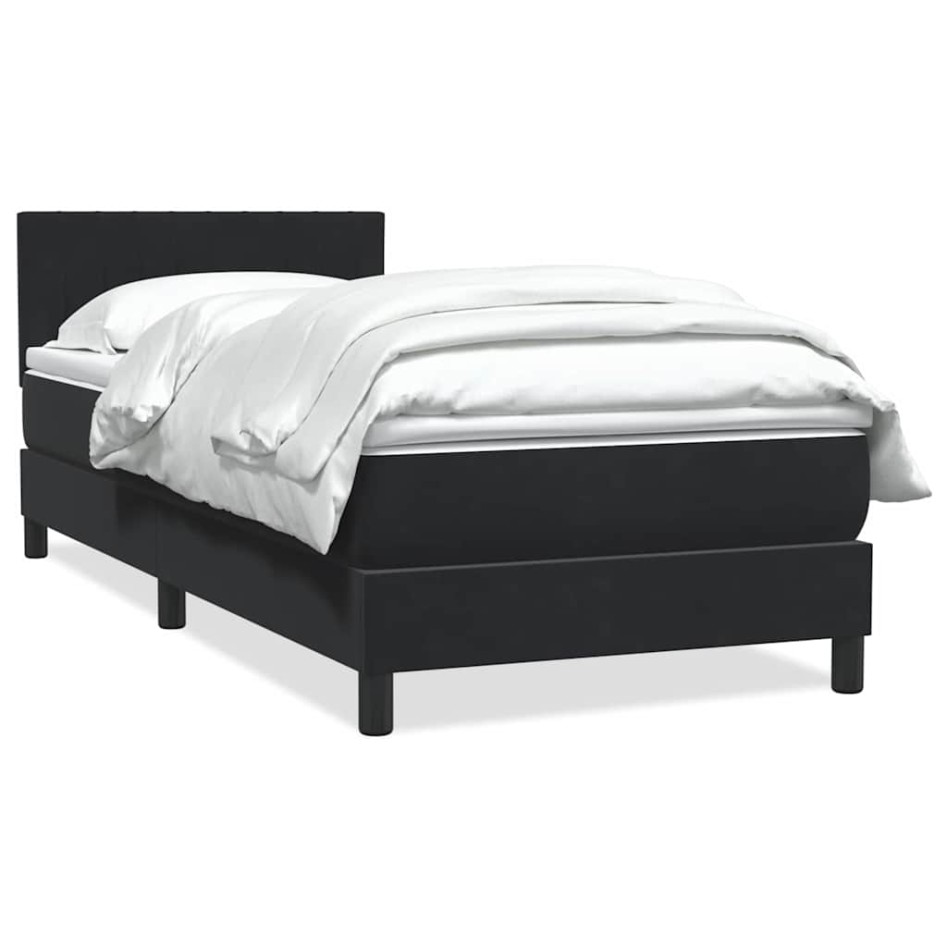 Cama box spring con colchón terciopelo negro 90x220