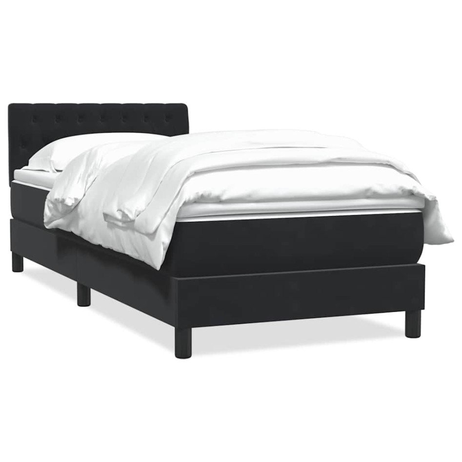 Cama box spring con colchón terciopelo negro 90x220