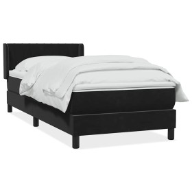 Cama box spring con colchón terciopelo negro 90x220