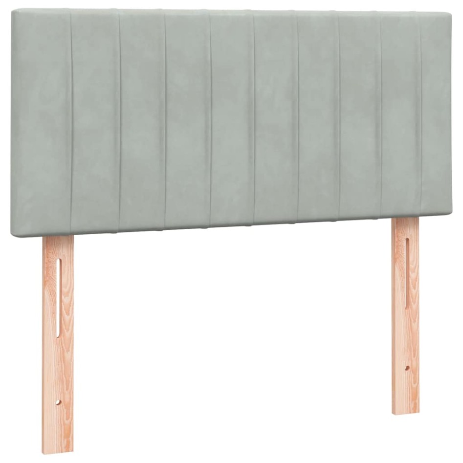 Cama box spring con colchón terciopelo gris claro 90x220