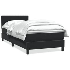 Cama box spring con colchón cuero sintético negro 80x220