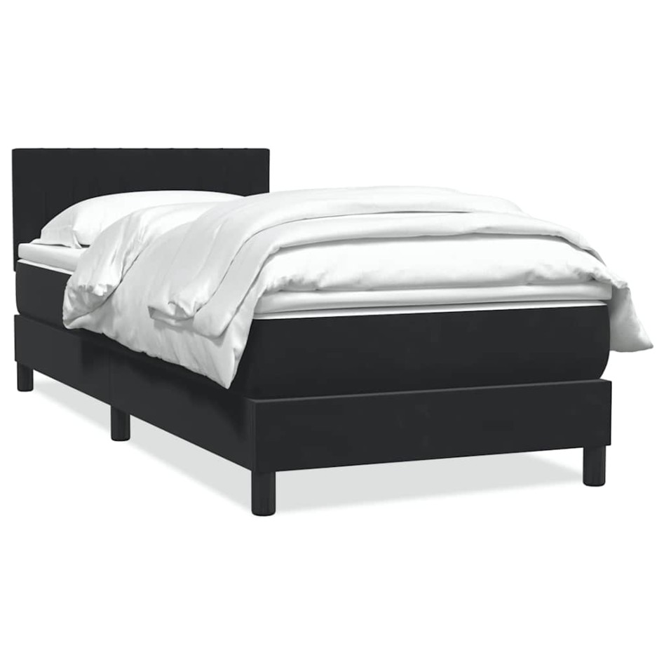 Cama box spring con colchón cuero sintético negro 80x220