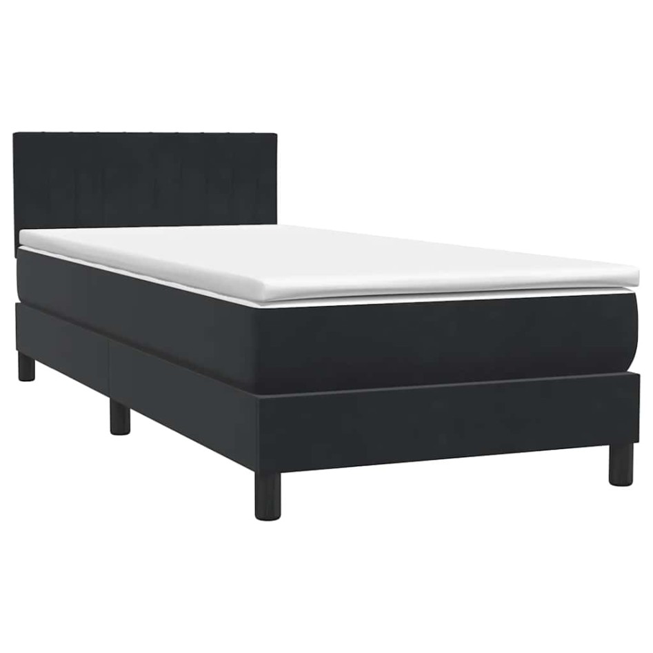 Cama box spring con colchón cuero sintético negro 80x220