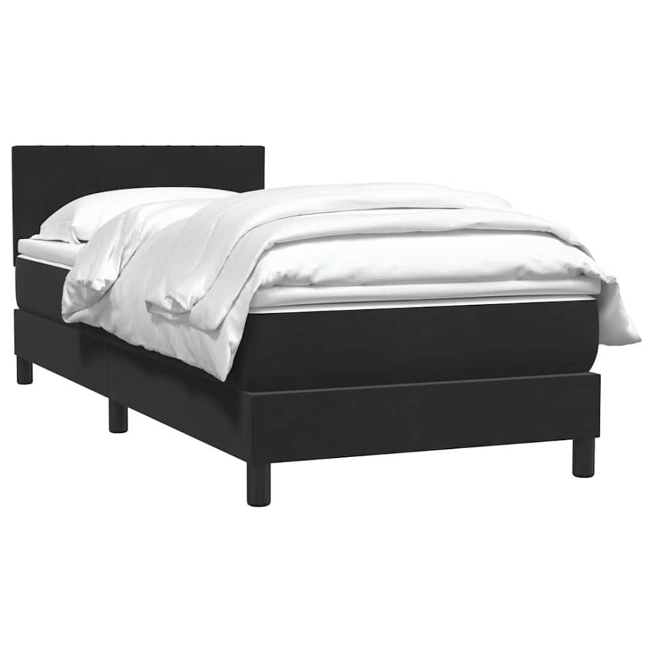 Cama box spring con colchón cuero sintético negro 80x220
