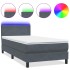 Cama box spring con colchón terciopelo gris oscuro 90x210