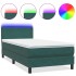 Cama box spring con colchón terciopelo verde oscuro 80x220