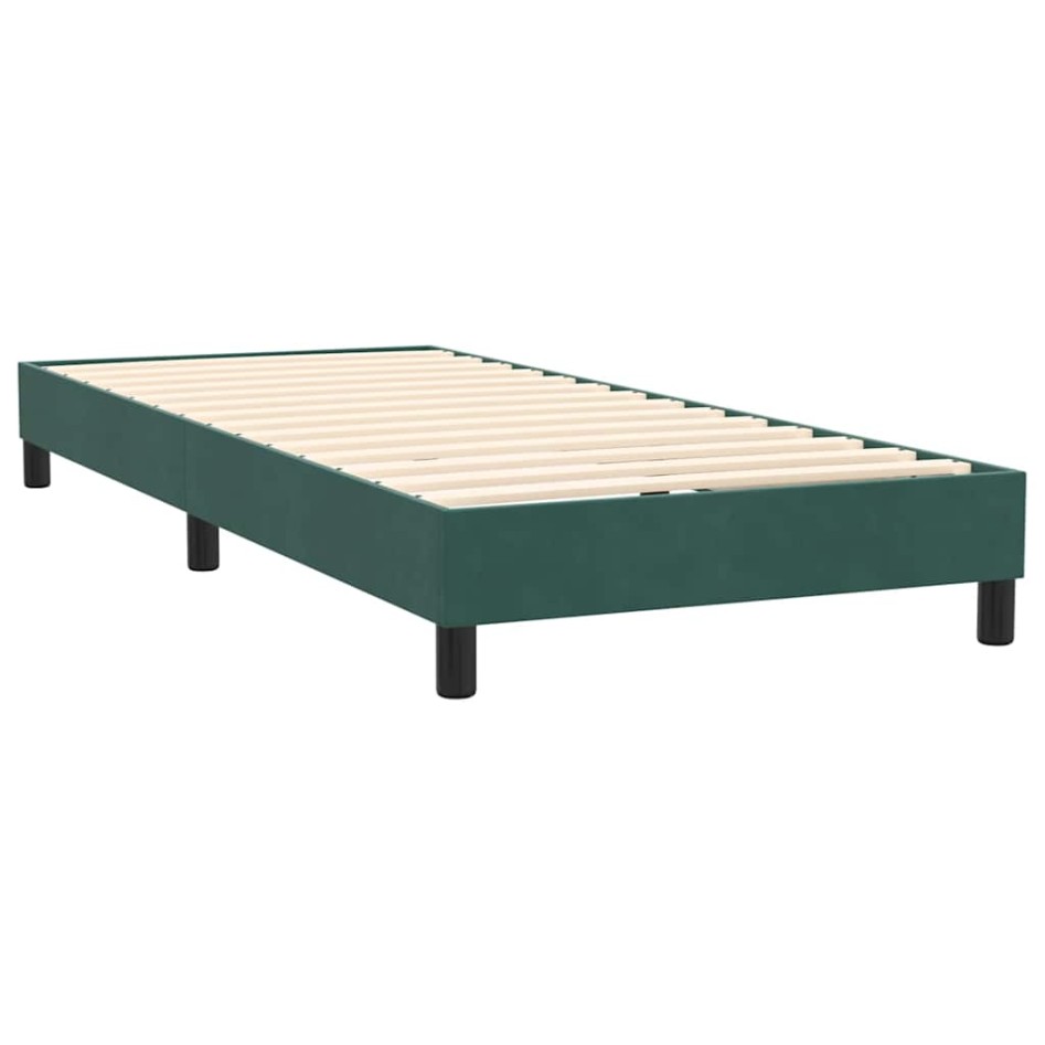 Cama box spring con colchón terciopelo verde oscuro 80x220