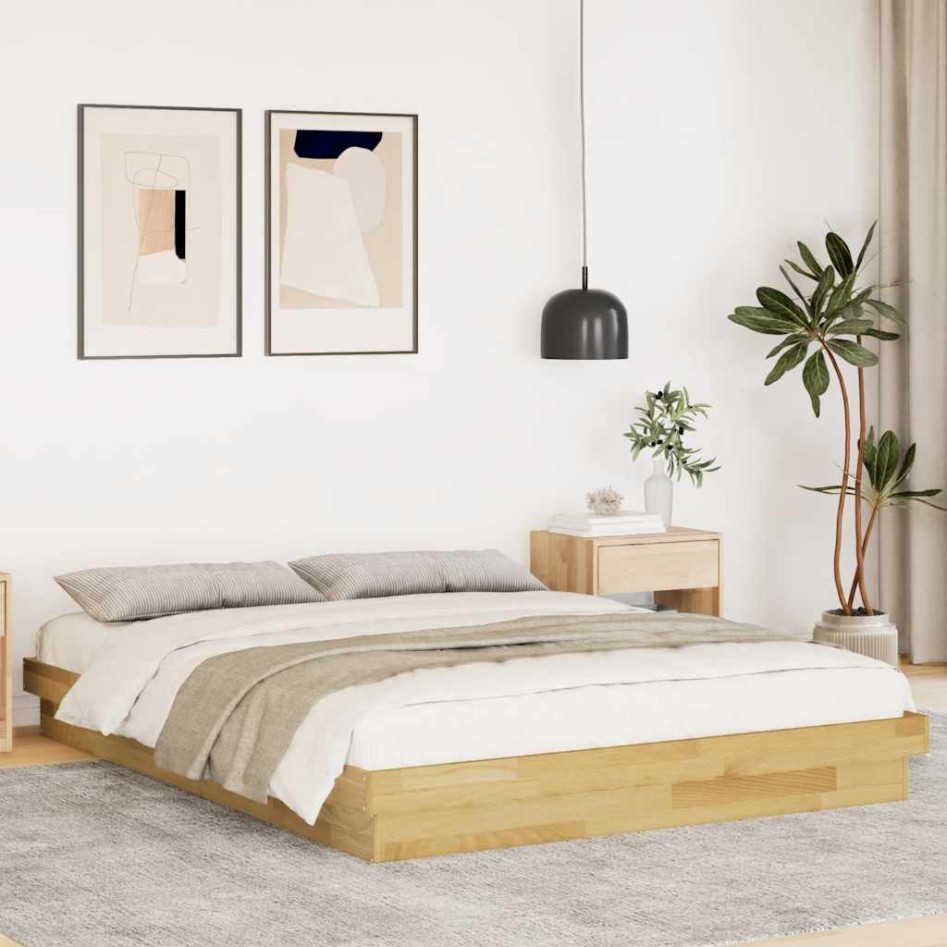 Estructura de cama sin colchón 135x190 cm madera maciza