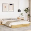 Estructura de cama sin colchón 135x190 cm madera maciza roble