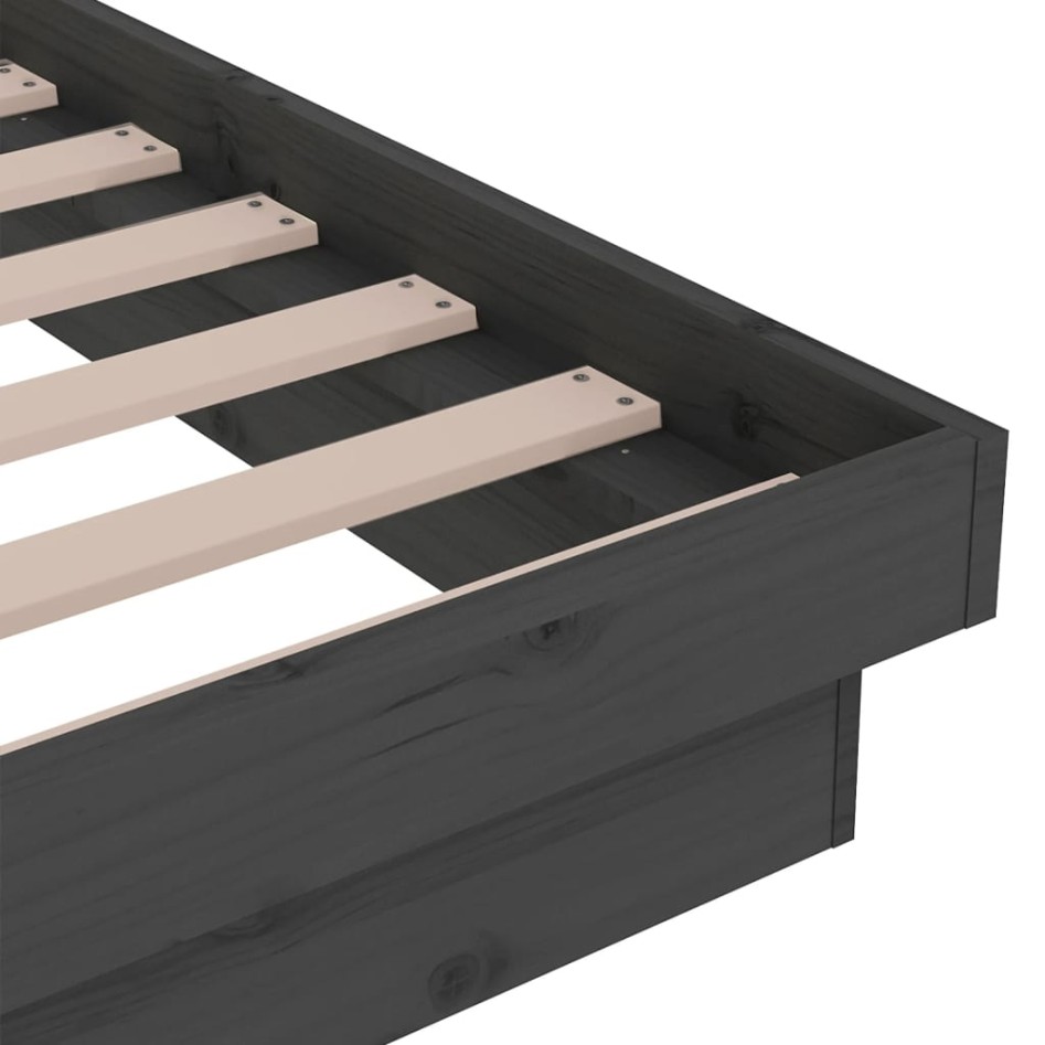 Estructura de cama de madera maciza gris 140x190