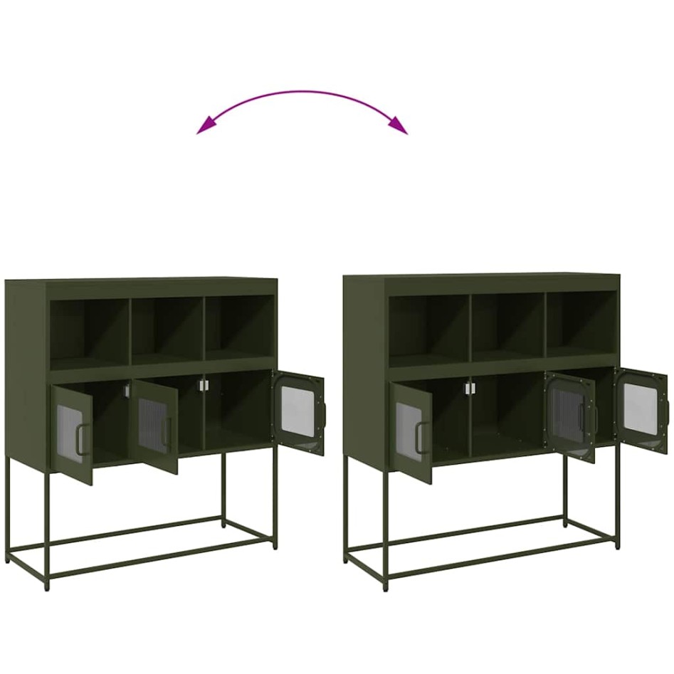 Aparador de acero laminado en frío verde oliva 100,5x39x107