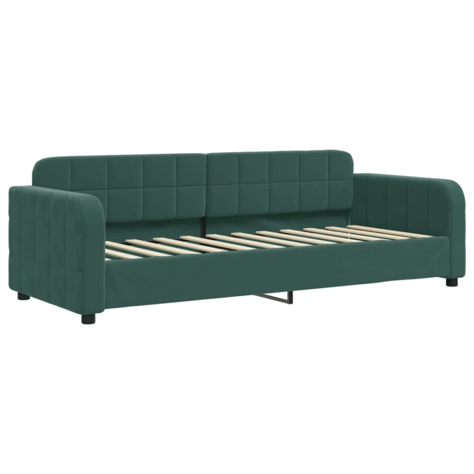 Sofá cama con colchón terciopelo verde oscuro 80x200