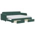 Sofá cama nido con cajones terciopelo verde oscuro 80x200