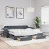 Sofá cama nido con cajones terciopelo gris oscuro 90x190