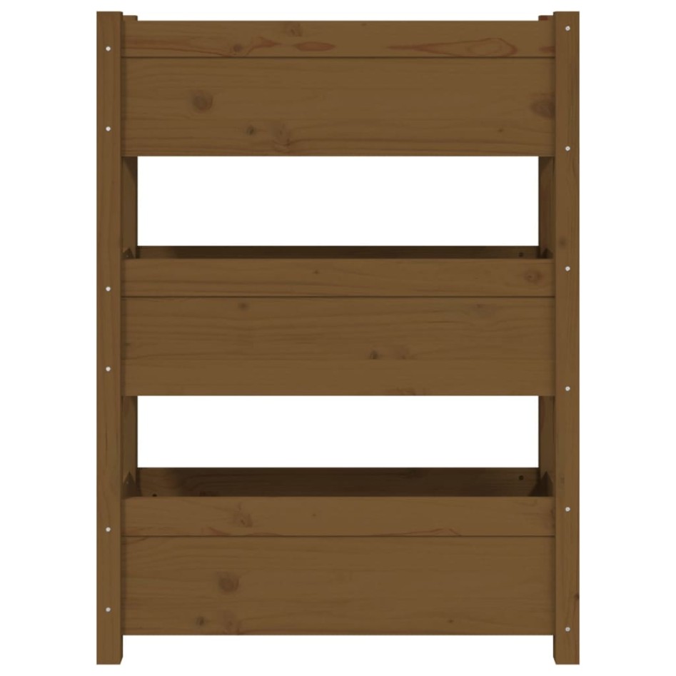 Jardinera de madera maciza de pino marrón miel 77x25x104,5