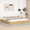Estructura de cama sin colchón 200x200 cm madera maciza roble