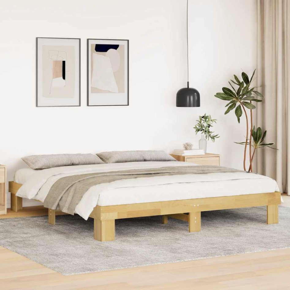 Estructura de cama sin colchón 200x200 cm madera maciza