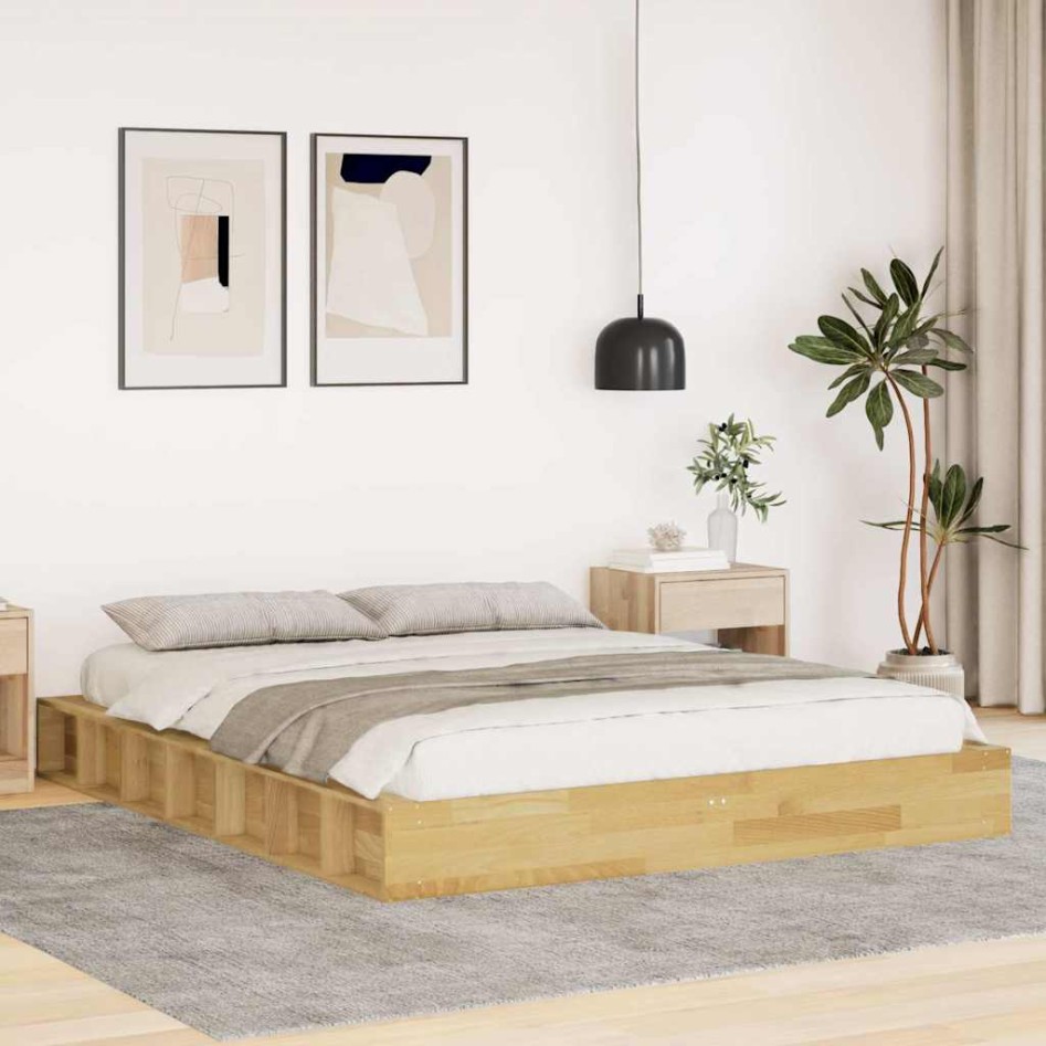 Estructura de cama sin colchón 135x190 cm madera maciza