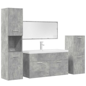 Set muebles de baño 5 piezas madera ingeniería gris